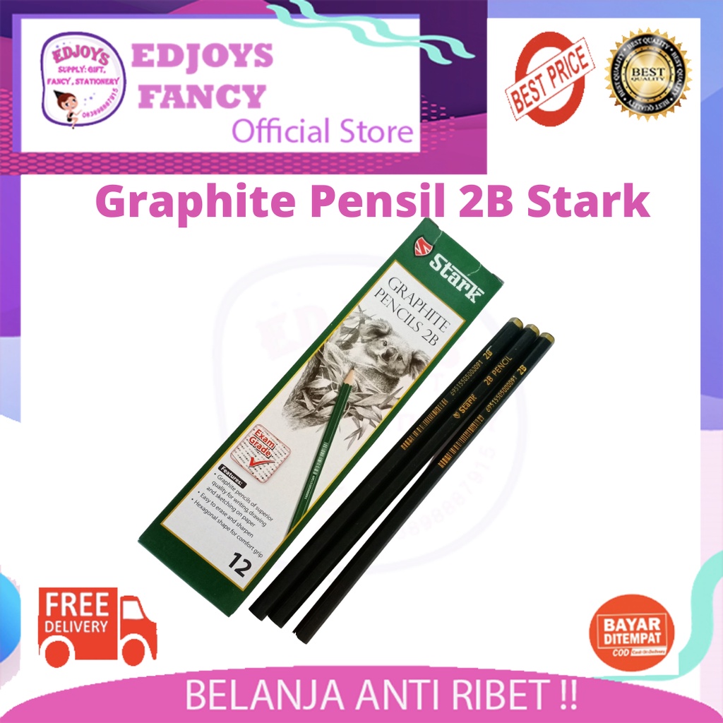 

Edjoys Stark Worry isi 12 pcs Pensil kompute pensil kayu 2B batik graphite Pencil 2B murah pensil 2B Batik