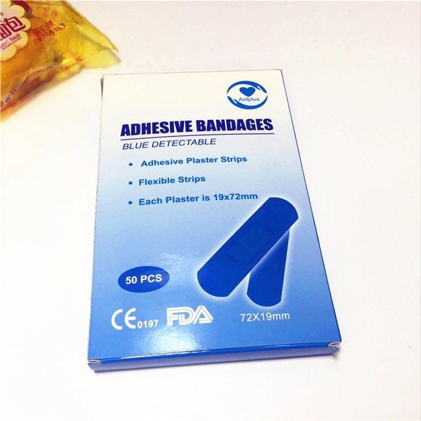 100pcs Waterproof Band Aid Blue Metal Detectable Bandage For Wounds