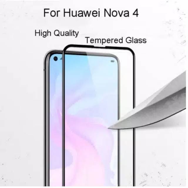 TEMPERED GLASS FULL LEM 9D HUAWEI NOVA 4 NEW 2019 - BLACK ONLY