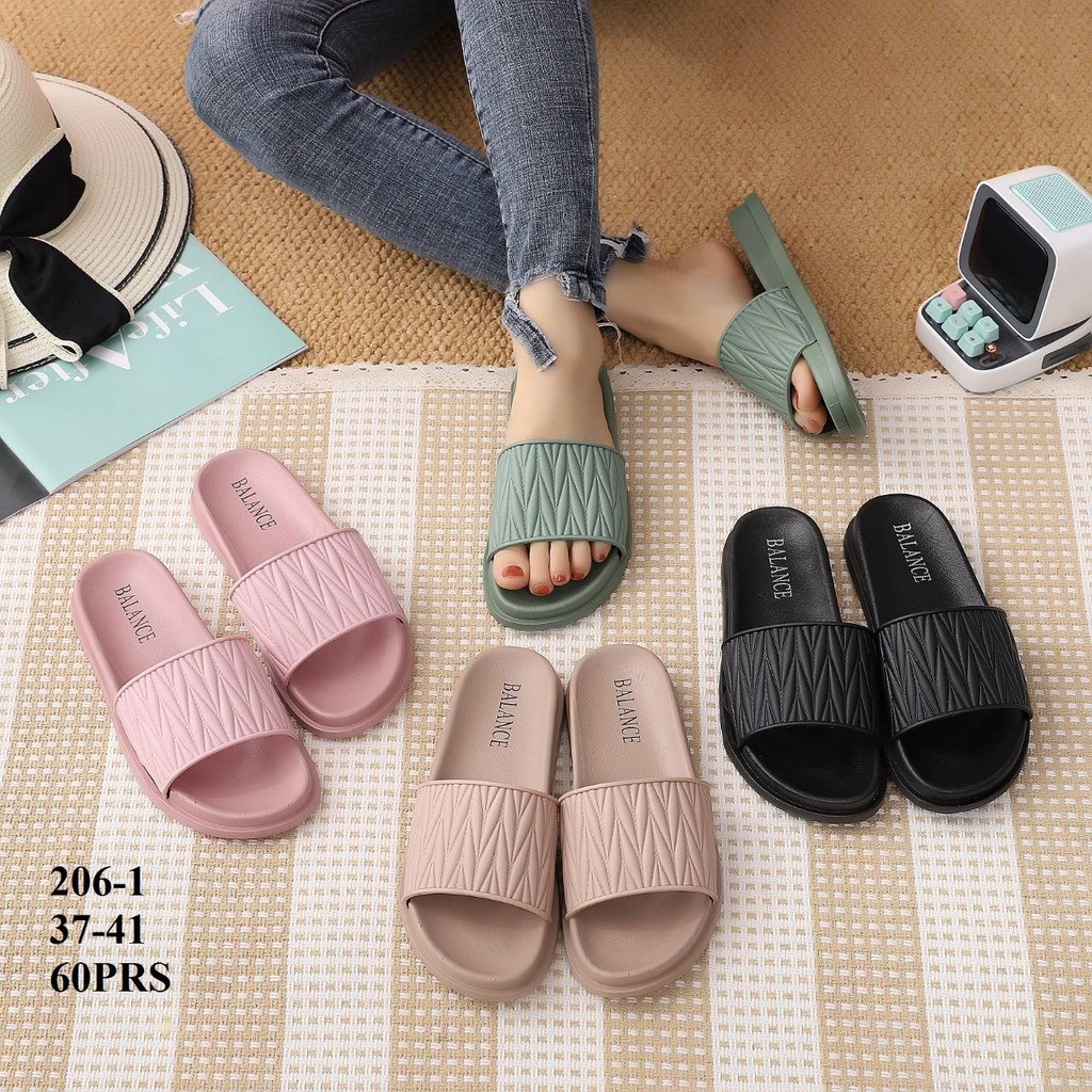 Sandal Selop Wanita Karet Import BALANCE  Motif Rajut / 206-1