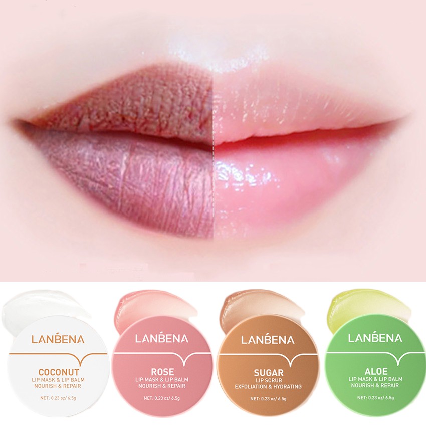 LANBENA Lip Mask Lip Balm Lip Scrub Rose / Aloe Vera / Coconut / Sugar - Melembabkan Merawatan Bibir