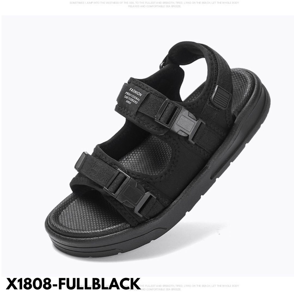 SANDAL SLIP-ON PRIA MODEL SLING BACK POPULER REMAJA DEWASA COWOK BAHAN RUBBER COMBI CANVAS IMPORT 1808