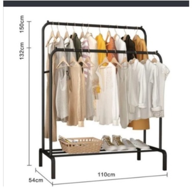 ES544 WINDPROOF CLOTHES STAND HANGER DOUBLE RAK GANTUNGAN PAKAIAN BAJU TOPI