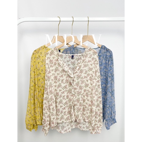 MDLV ~ 2600# Gabriel Floral Blouse Atasan Blouse Balon fashion Import