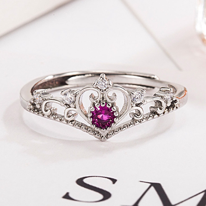 Cincin Model Terbuka Desain Mahkota Hias Berlian Adjustable Untuk Wanita