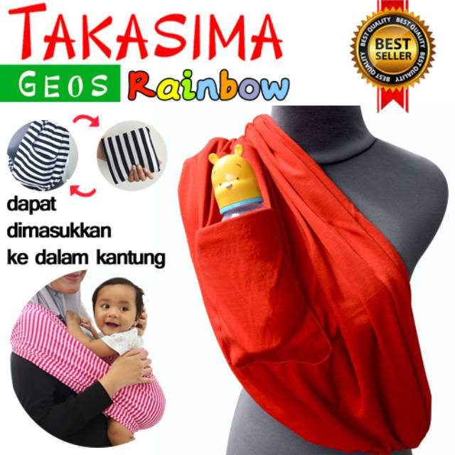 SALE 12.12 GEOS KANTONG TAKASIMA RAINBOW DENGAN KANTUNG Geos GENDONGAN KAOS MURAH GENDONGAN SLING