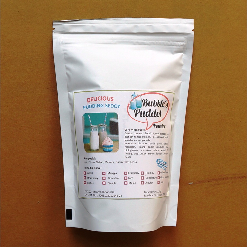 

VANILLA Bubble's Puddot Premix 220gr Puding Sedot,Bubuk Powder Puddot puyo Moiaa Vanila