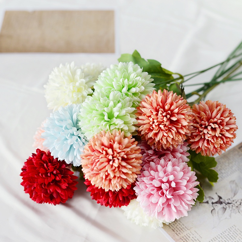 [NEW] Bunga Pom Pom Bunga Artificial Pompom Bunga Dandelion Bulat Palsu Plastik Hias Dekorasi Pesta Rumah Kantor Kamar Hantaran