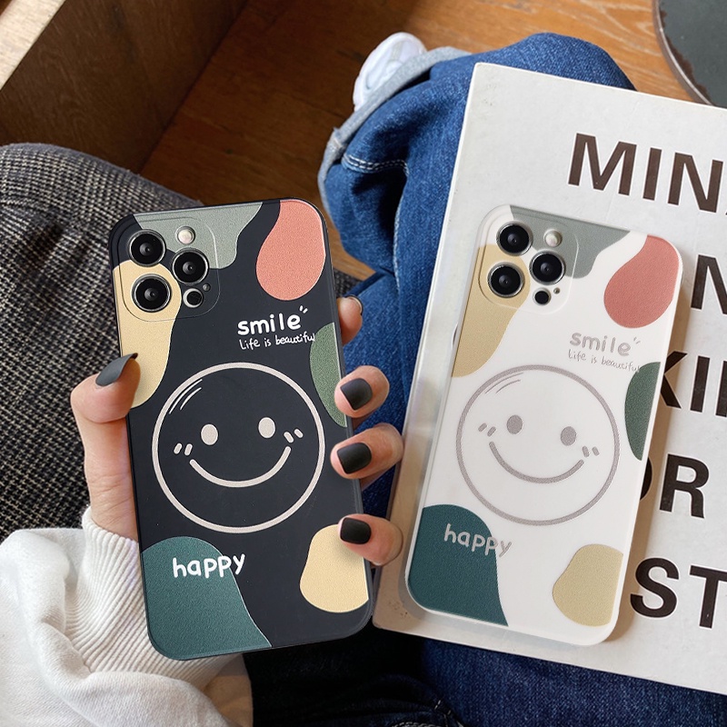 Casing Redmi 12C 10C A1 10 9A 9 9T 9C NFC POCO X5 F4 M4 M3 X3 NFC Pro Note11 Pro 9 Note12 8 10 10Pro 10S 12 Lite Angin Dingin Kubus Lurus Happy Smile Art Line Soft Phone Ungu Sarung