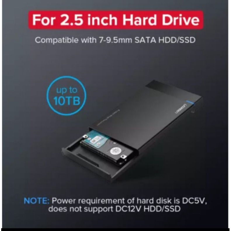 UGREEN Hard Drive Enclosure casing case HDD SSD SATA hardisk internal jadi external 2.5 USB 3.0 5 6 Gbps UASP ori original 100%