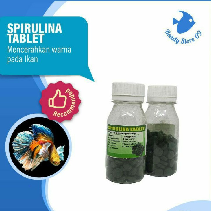 spirulina tablet 50gr suplemen gizi ikan guppy cory dan udang hias