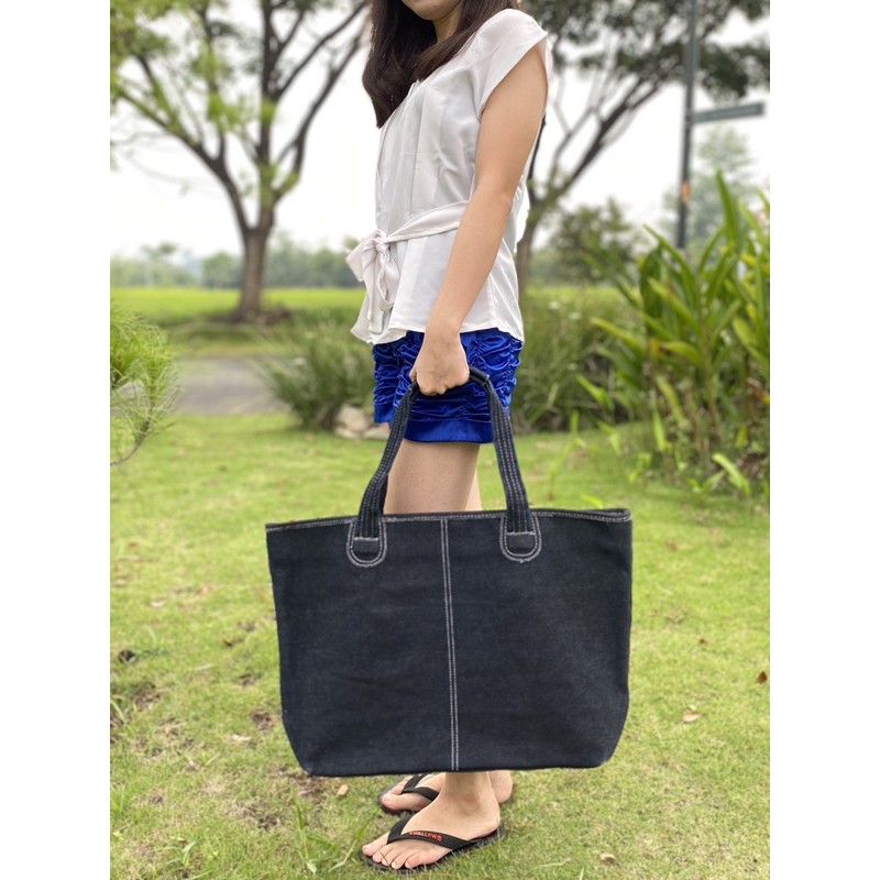 Tas tote bag import jeans fashion wanita korea jumbo premium tas jinjing tas bahu