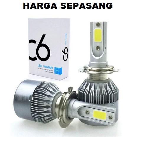 Sedang Viral Lampu Utama Mobil LED Headlight C6 SILVER H1 H3 H4 H7 H11 HB3 HB4 36 Watt 36W Motor 900