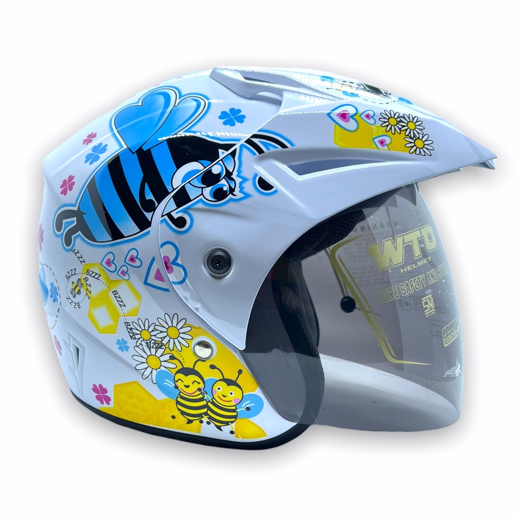 Helm WTO Z1R Pet - Bee In Love - Putih - Half Face ALL SIZE