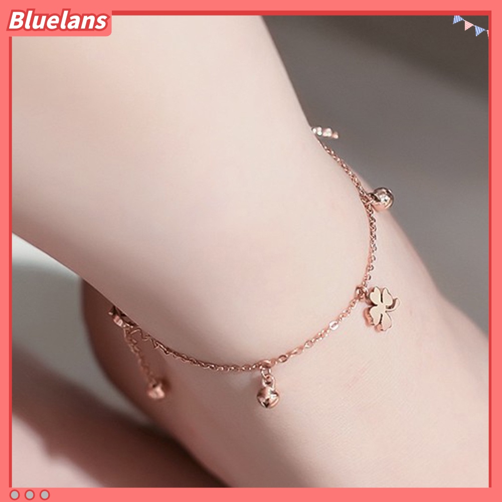 Bluelans Lucky Clover Bells Charm Anklet Foot Chain Women Summer Sandal Ankle Bracelet