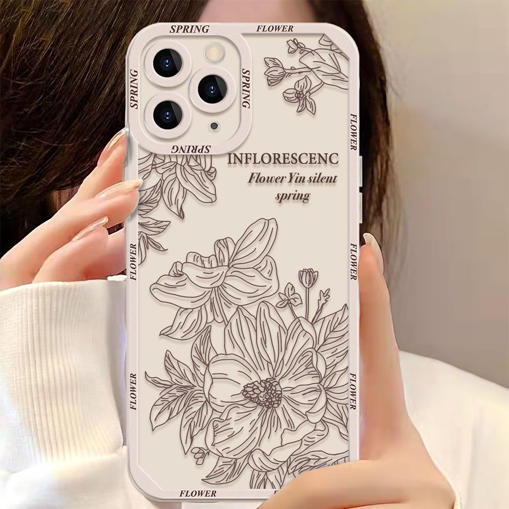 Soft Case Pelindung Lensa Kamera Shockproof Motif Bunga Untuk iPhone 13 Pro Max 11 12 Pro X XS Max 7 8 Plus SE 2020
