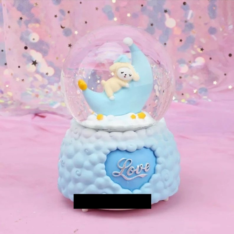 Kotak Musik Baby and Moon Snowball Lampu Bola Salju Birthday