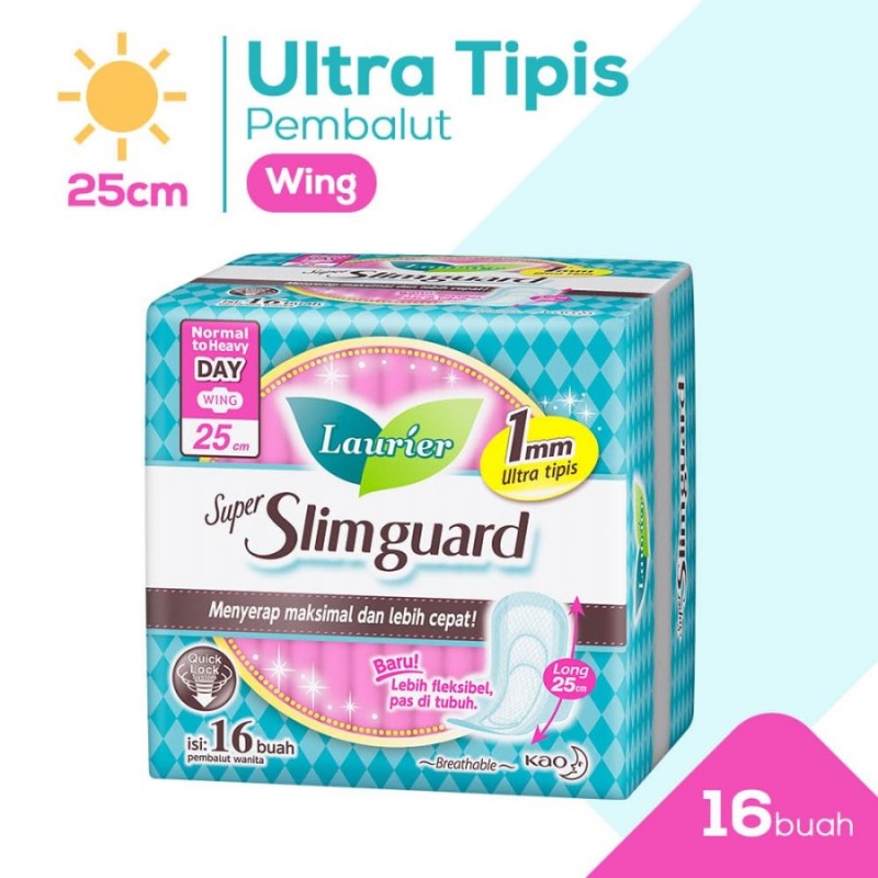 Laurier Super Slimguard Day Ultra Tipis Pembalut Wanita 25 cm - 16 s