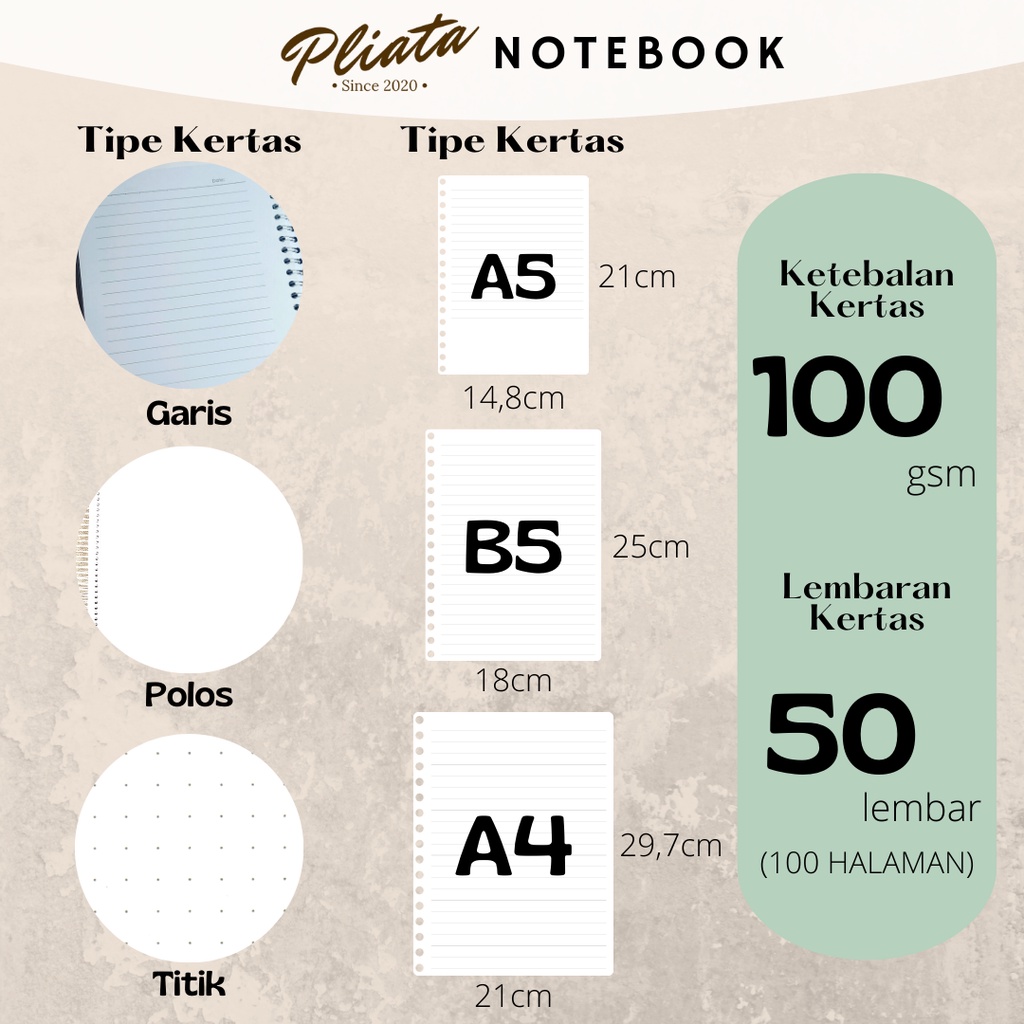 PLIATA NOTEBOOK SPIRAL - GOLD U-X - Softcover Doft Aesthetic Book Buku Tulis