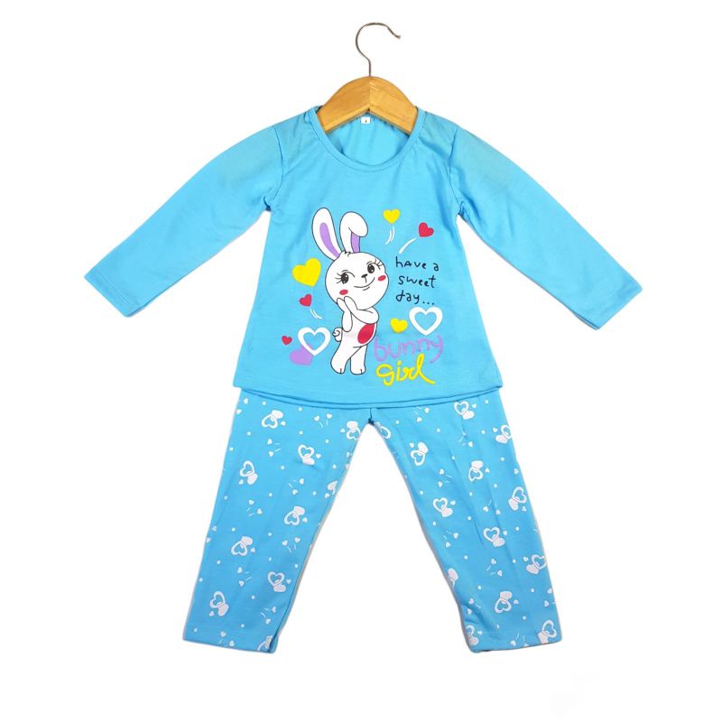 SETELAN SIKUNING PAKAIAN BAJU ANAK PEREMPUAN MOTIF RABBIT 2-7 TAHUN