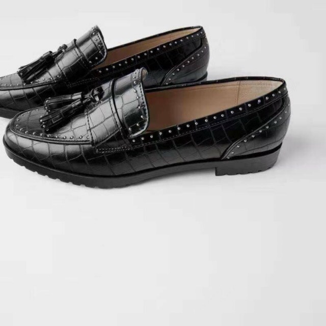 Ready Stock ZARA loafer shoes motif croco