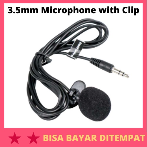 3.5mm Microphone with Clip Smartphone Laptop Tablet / Mikrofon Mic Microphone Pengeras Perekam Suara