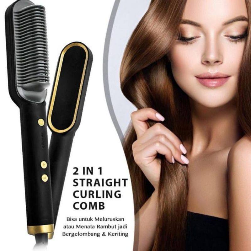 TGM - Catok Sisir Pelurus Rambut Hair Straightener Curler 2 in 1 catokan sisir listrik