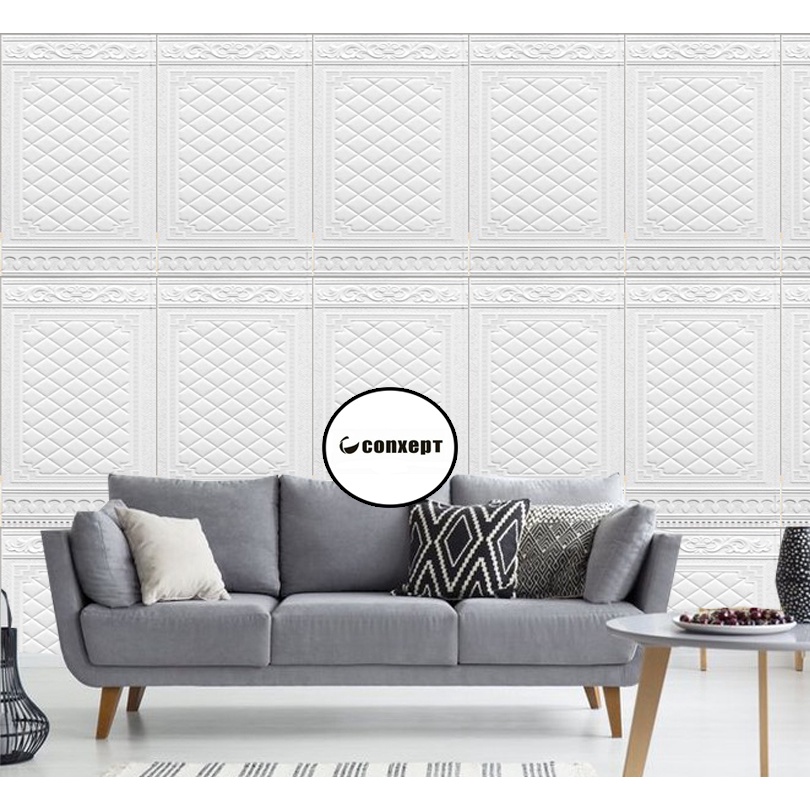 CX Wallpaper 3D Foam Stiker Motif Batik Pintu Jendela Putih WallPaper Sticker Foam