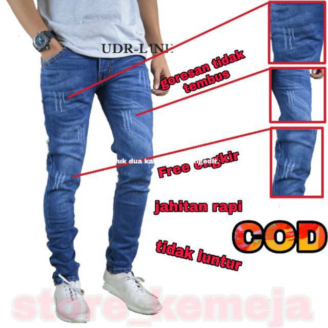 Celana Jeans Pria Sobek Lutut Celana Levis Murah Slim Fit Jeans