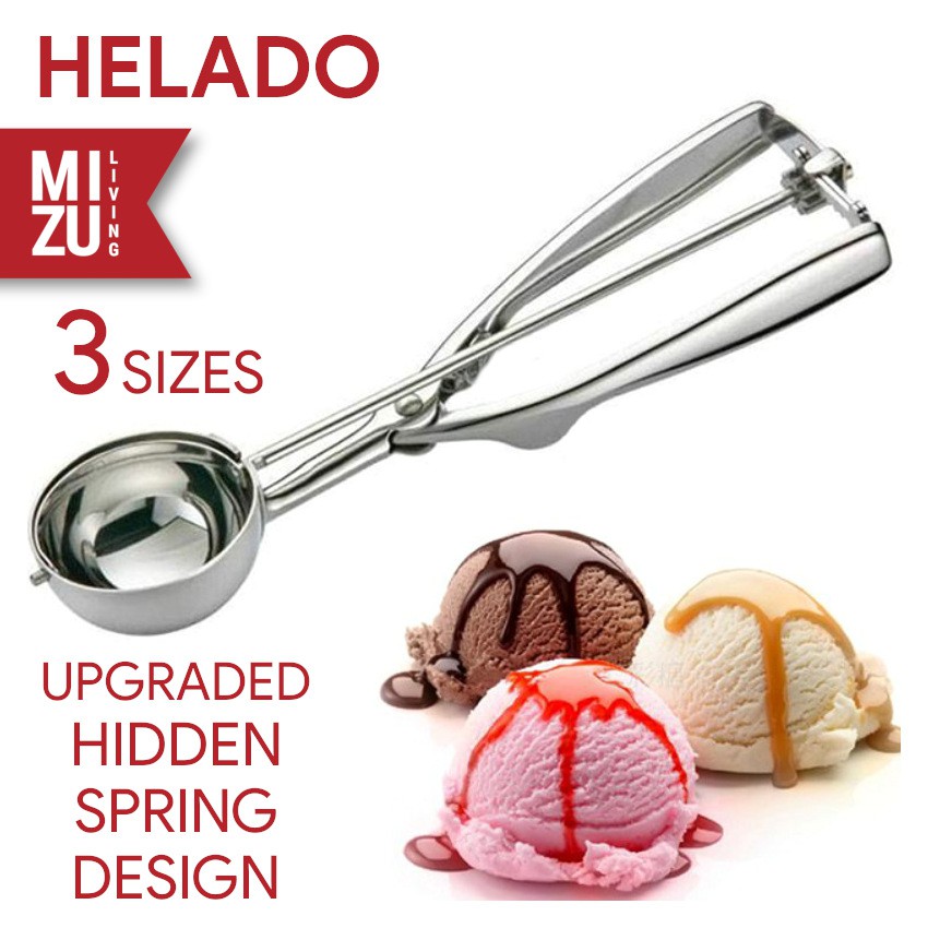 MIZU HELADO Sendok Es Krim Ice Cream Scoop Stainless Steel