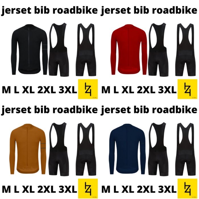 JERSEY SEPEDA ROADBIKE PRIA WANITA LENGAN PANJANG LONG SLEEVE SETELAN CELANA BIB PENDEK UKURAN M L X