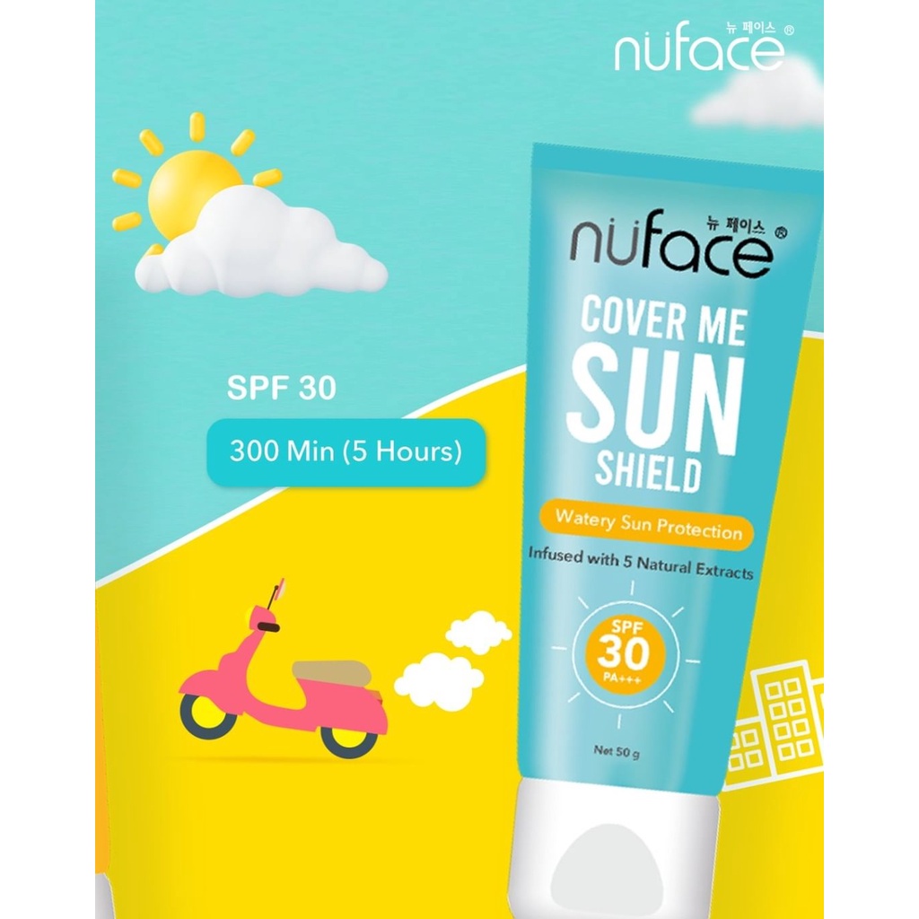 Nuface Sunscreen Cover Me Sun Shield  SPF 30 50 Gr Pink Kuning Biru