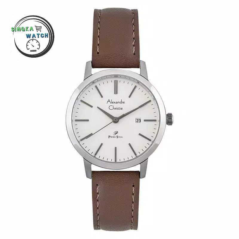 JAM TANGAN CEWEK ALEXANDRE CHRISTIE AC ORIGINAL SERI 1007LD KULIT BROWN