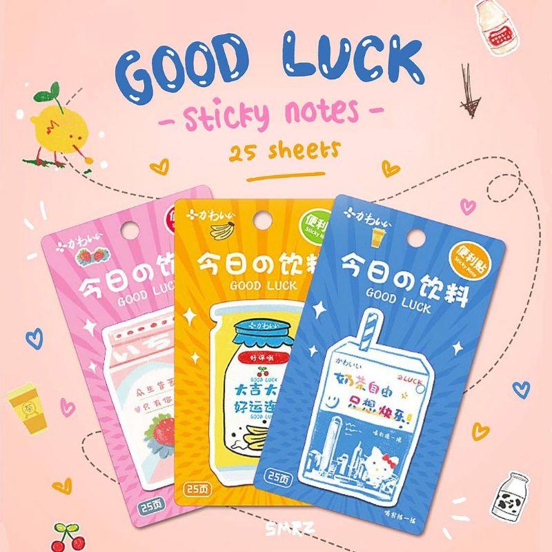 

Good Luck Sticky Notes - Motif Minuman Korea