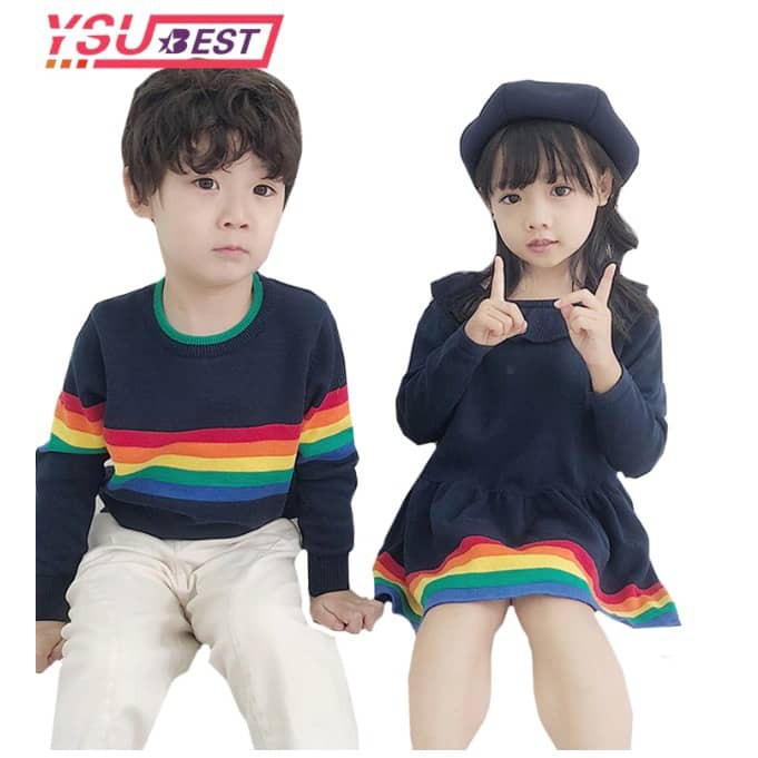 TokoMilkan - Baju Anak Laki Laki dan Perempuan HAZEL RAINBOW Umur 4-5 Tahun Bahan Rajut