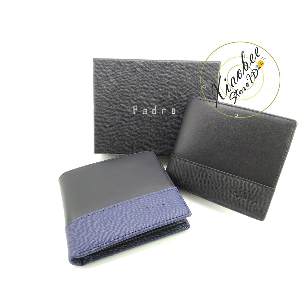 Dompet Kulit Asli Cowok/ Pria Hitam Kobinasi Biru 6336 (Pedro).