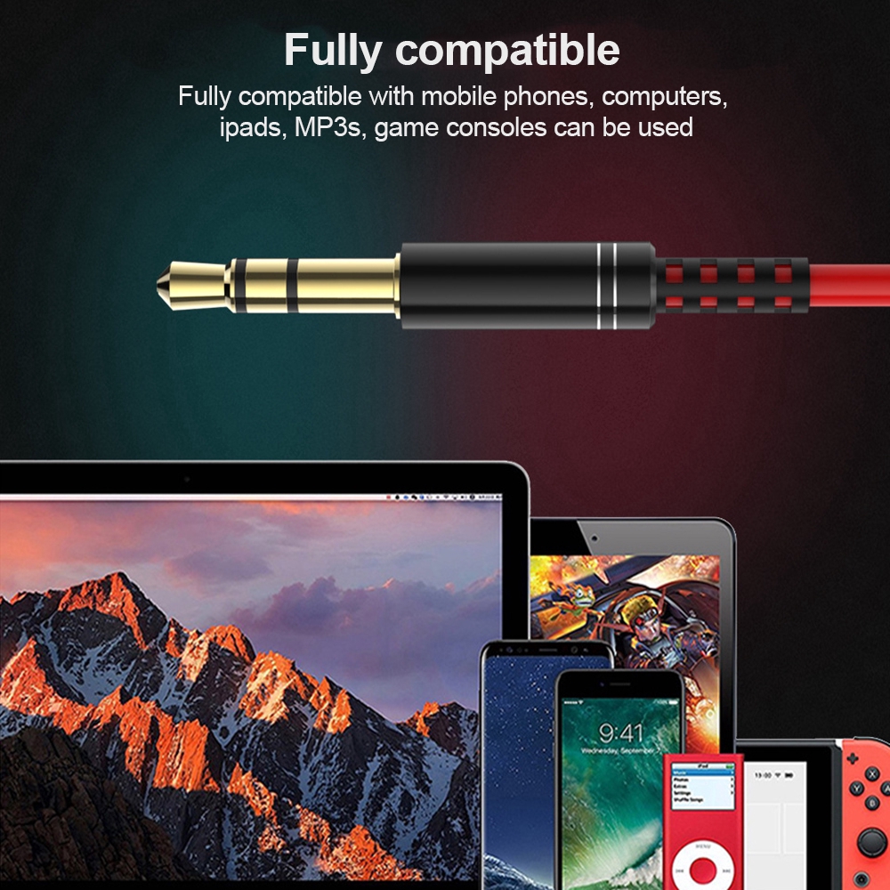 Headset Kabel 3meter Panjang 3.5mm Dengan Mikrofon/Cocok Untuk Siaran Jangkar Rekaman Kartu Suara Live Double Bass Earphone/Universal PC Laptop Stereo Smartphones Subwoofer Headset