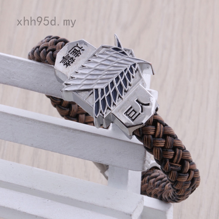  Gelang  Tangan Desain Anime Attack On Titan Bahan Kulit PU 