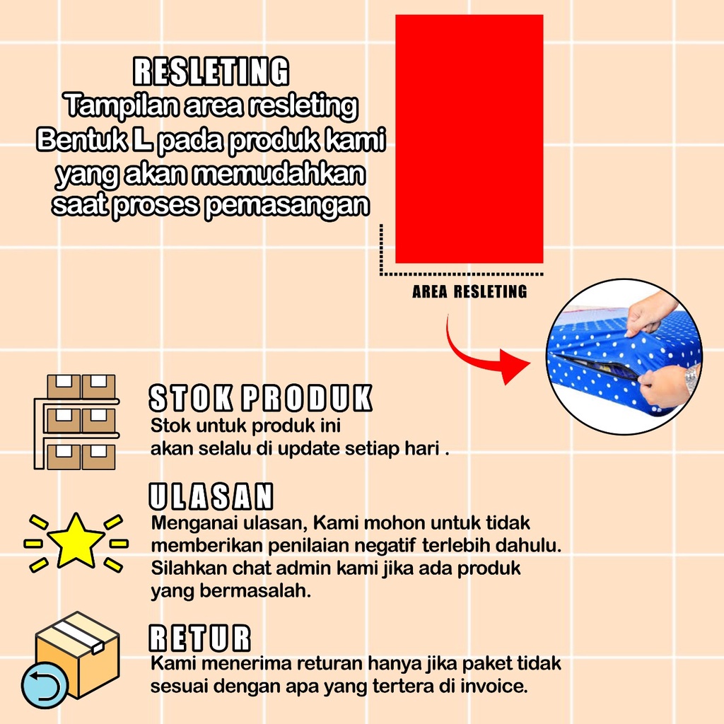 Sarung Kasur Busa resleting Ukuran 160x200 Tinggi 15 dan 20 Sprei Resleting 160x200 Queen Size no 2 Murah