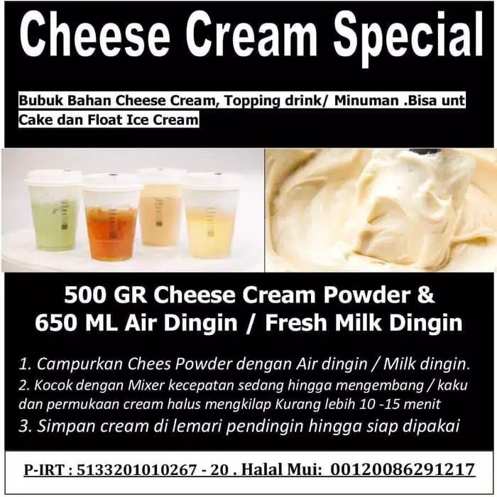 

Krim- Bubuk Cheese Cream Foam 500 Gr & 1000 Gr *Premium Quality - 500 Gram -Krim.