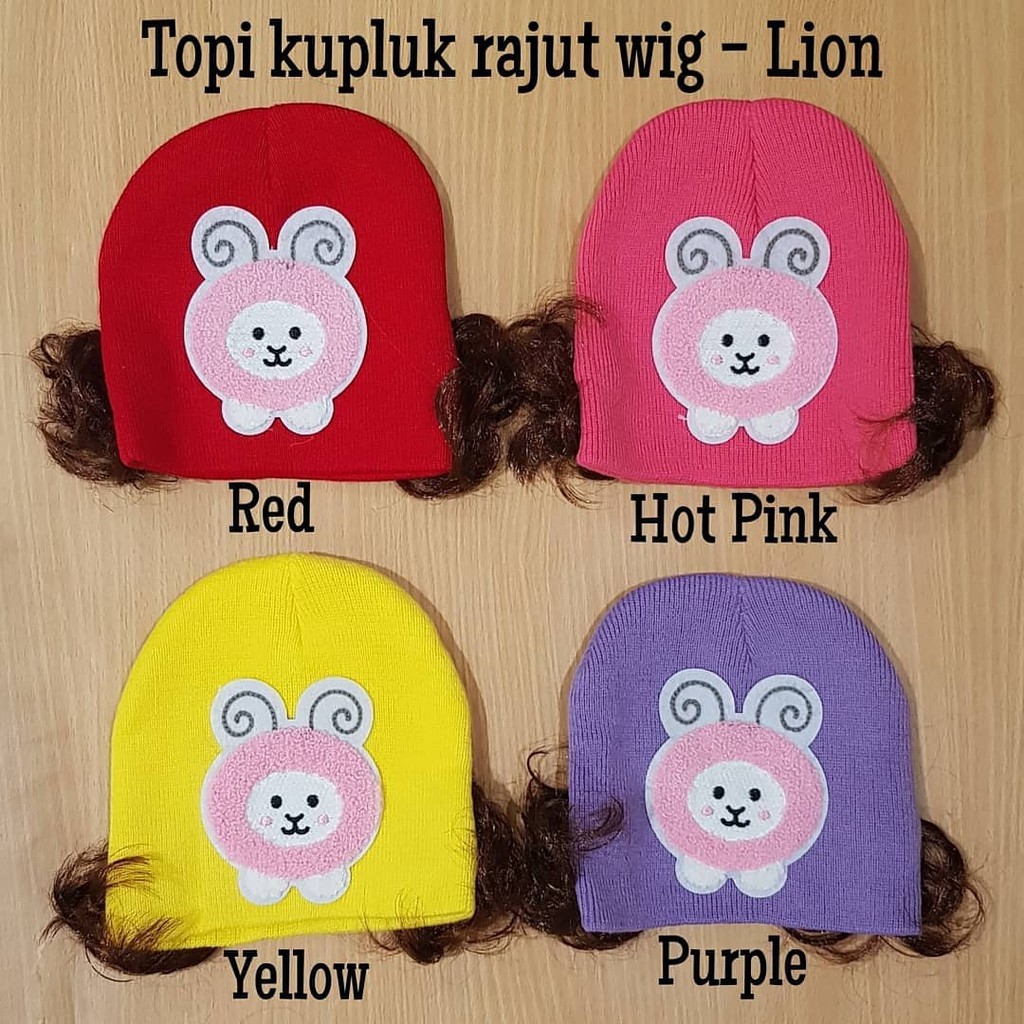 Topi Kupluk Rajut rambut palsu wig Bayi Anak Perempuan