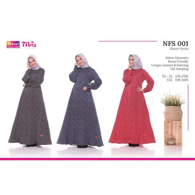 GAMIS NFS 001 HITAM MERAH NAVY || NIBRAS