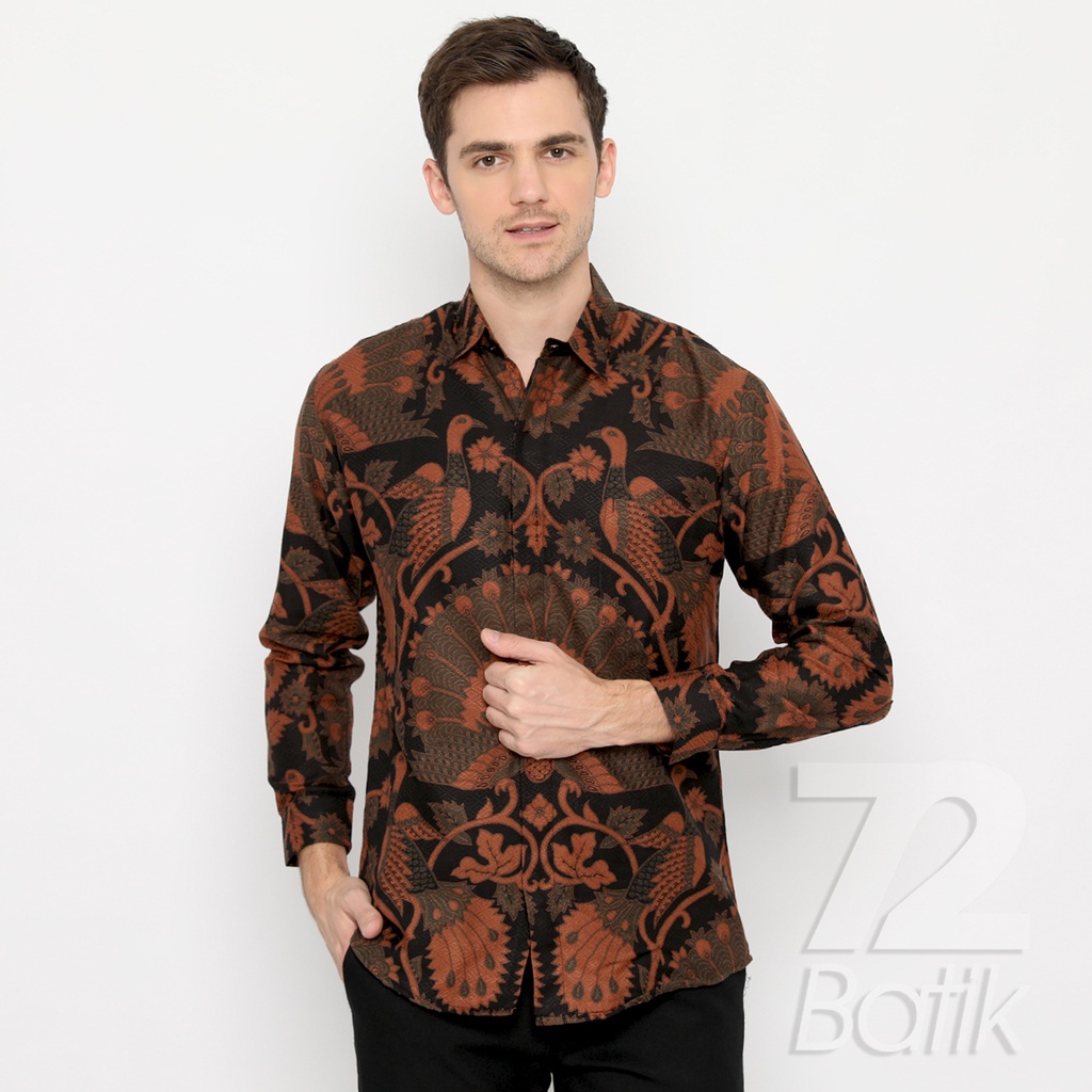 BATIK PRIA LENGAN PANJANG Kemeja Hem Slimfit Premium Motif Burung Warna Hitam Hijau 721086 CAP 72 - Baju Kemeja Atasan Pakaian Setelan Batik Pria Cowok Laki Laki Remaja Keluarga Kantor Lengan Panjang Modern Slimfit Slim Fit Premium Kekinian