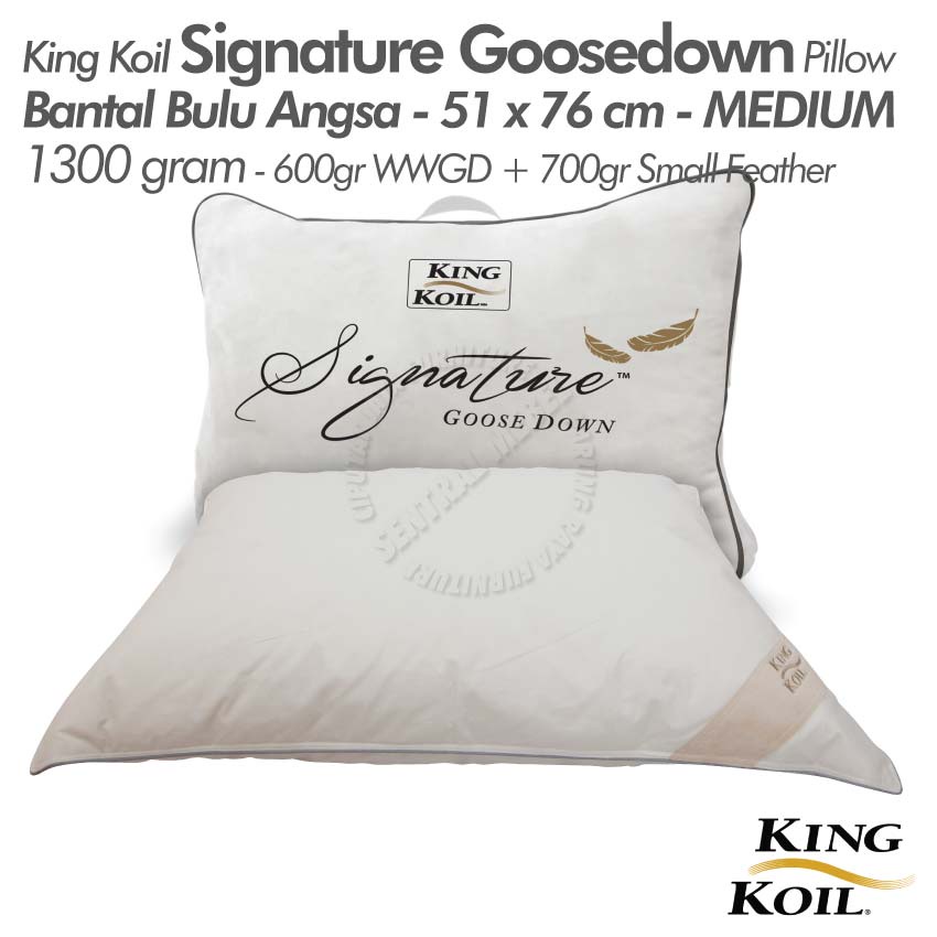 Bantal bulu angsa KingKoil Signature GOOSE DOWN MEDIUM - 1300 gr Sandwich Pillow Original 100% king 