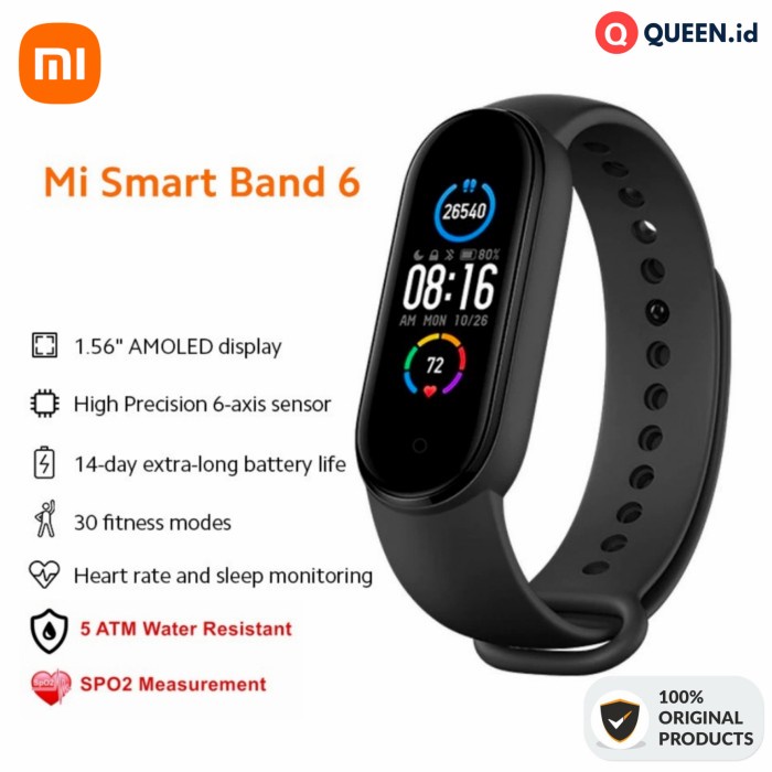 HANDPHONE & TABLET WEARABLE DEVICES XIAOMI MIBAND 6 SMARTBAND AMOLED - MI BAND 6 SMART WATCH SPORT B