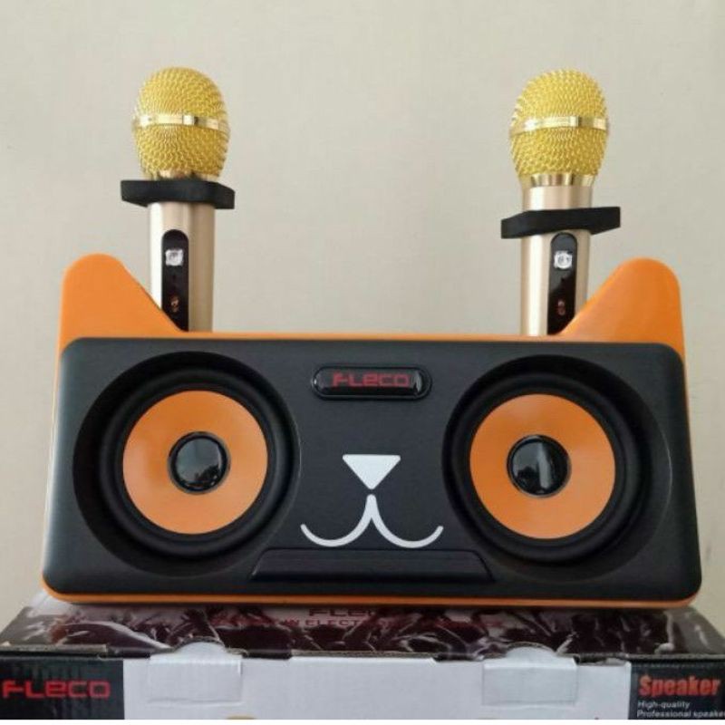 Speaker Wireless Bluetooth Karaoke Fleco F-305 Terbaru (Bonus mic 2 Pcs)