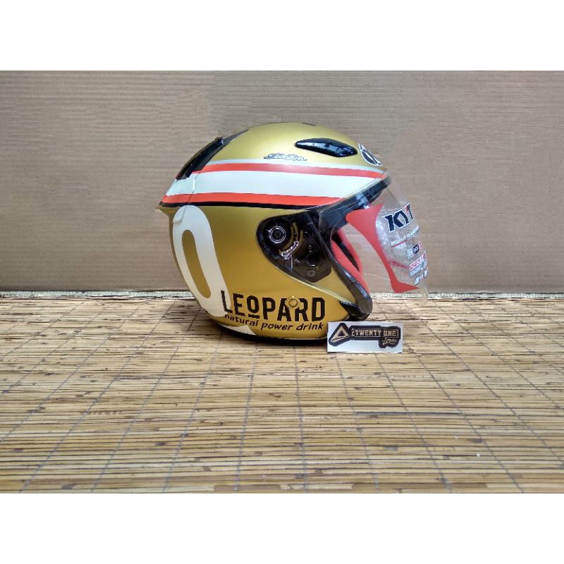 helm kyt dj maru repaint leopard gold doff