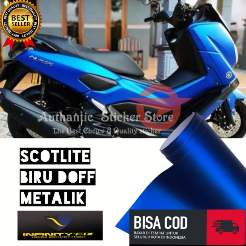 Stiker skotlet metalik krom doff Biru sticker scotlite motor mettalic chrom doff merk infinity