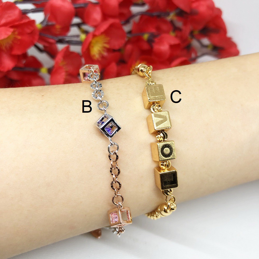 Gelang Xuping Kubus Kotak Love Laser Gold Lapis Emas - BB279