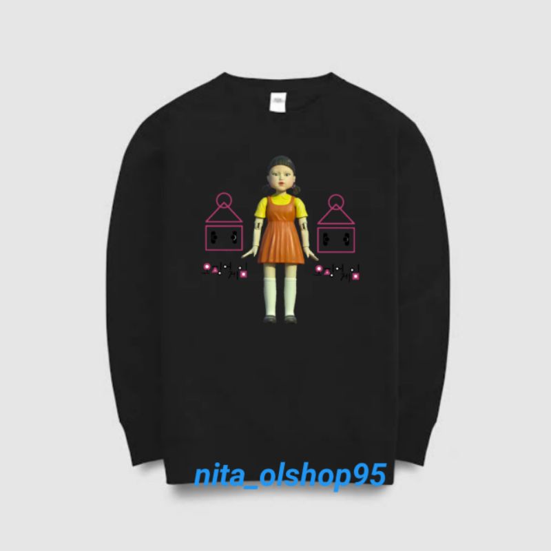 crewneck squid game sweater anak karakter boneka squad game